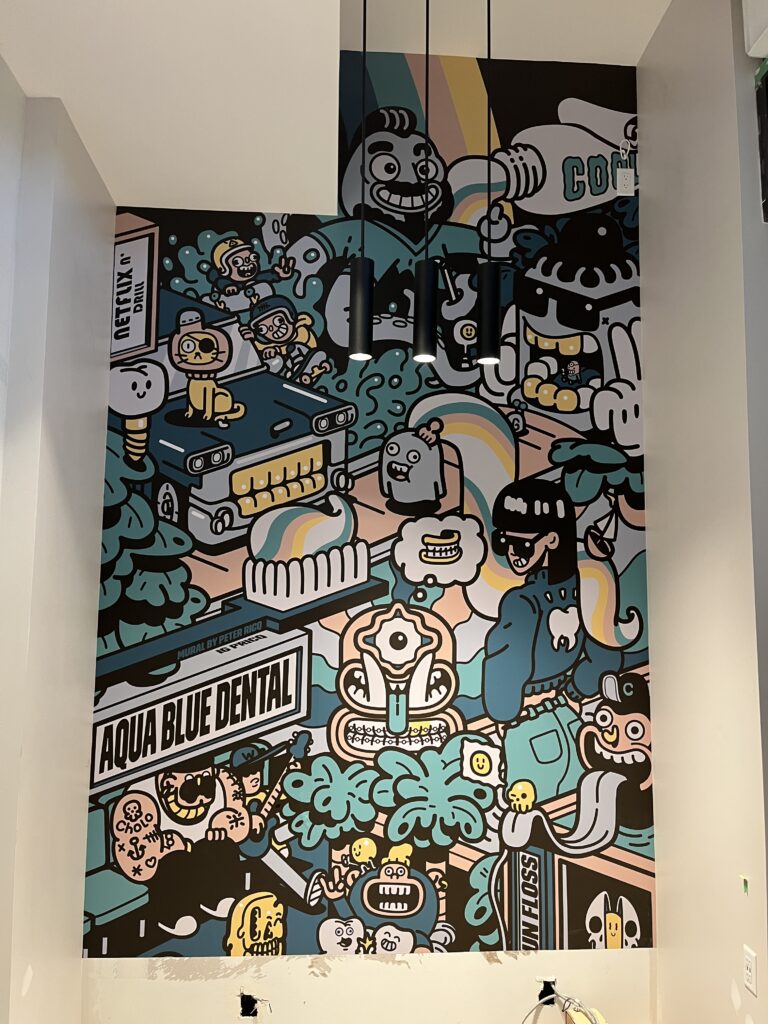 interor vinyl wall mural, vector illustration, dentist