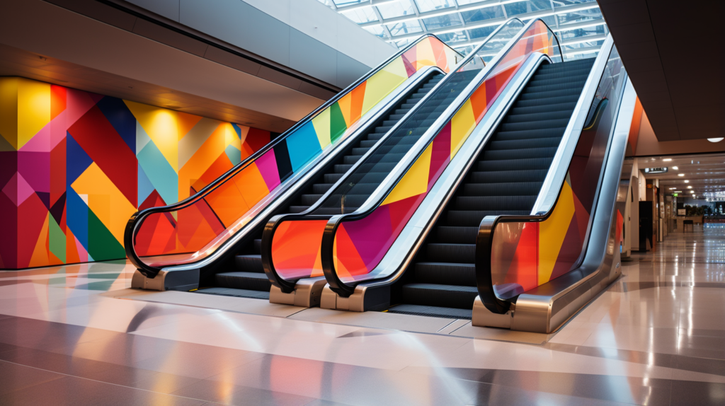 colourful_cut_vinyl_pattern_on_side_of_escalator