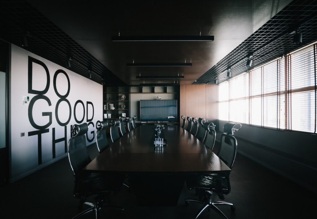 interior office boardroom cut vinyl lettering message