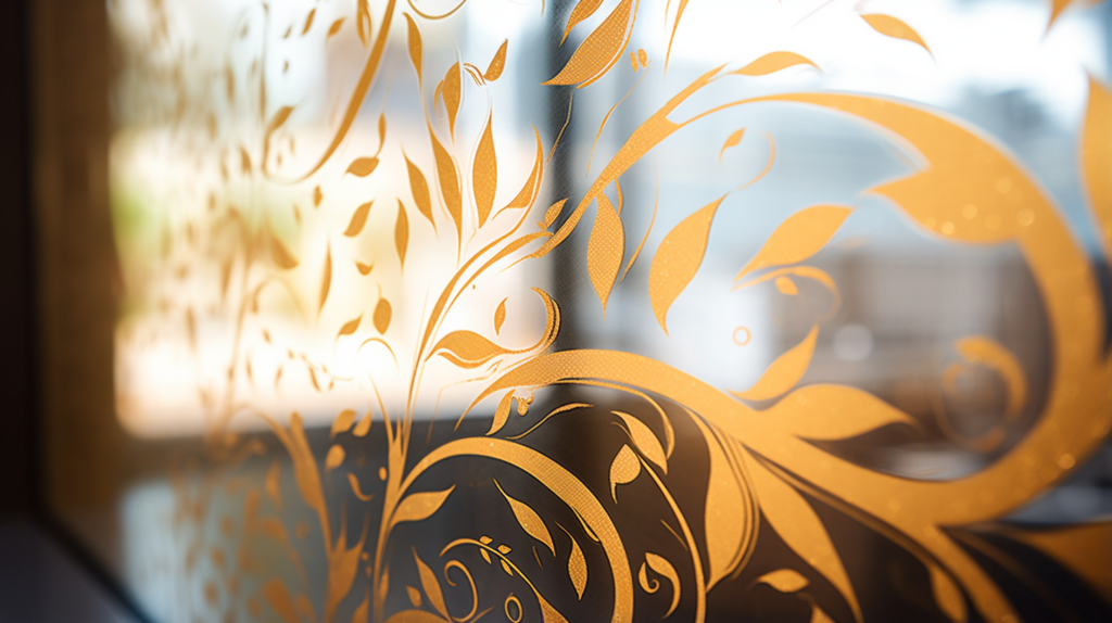 gold_leaf_vinyl_pattern_on_glass_sign_writing_cut