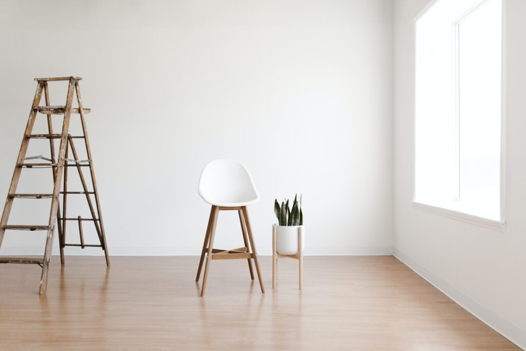 ladder in a white room