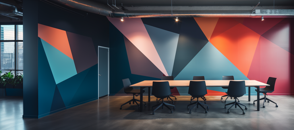office vinyl wall mural, geometric design